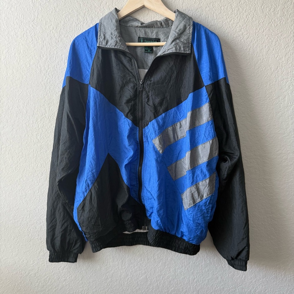 Men's Sportclub‎ Vintage Vibrant Blue and Black Windbreaker